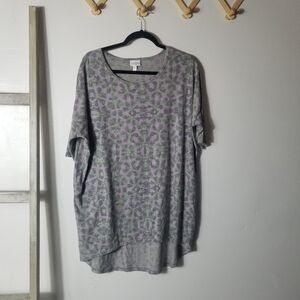 LULAROE WOMEN'S GRAY PATTERNED TUNIC BLOUSE SIZE LARGE